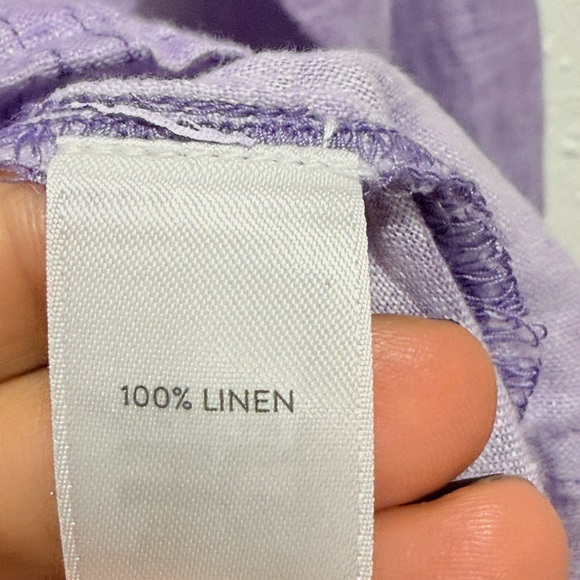 J. Jill Lavender Linen roll tabs sleeves Top LP - Picture 3 of 8